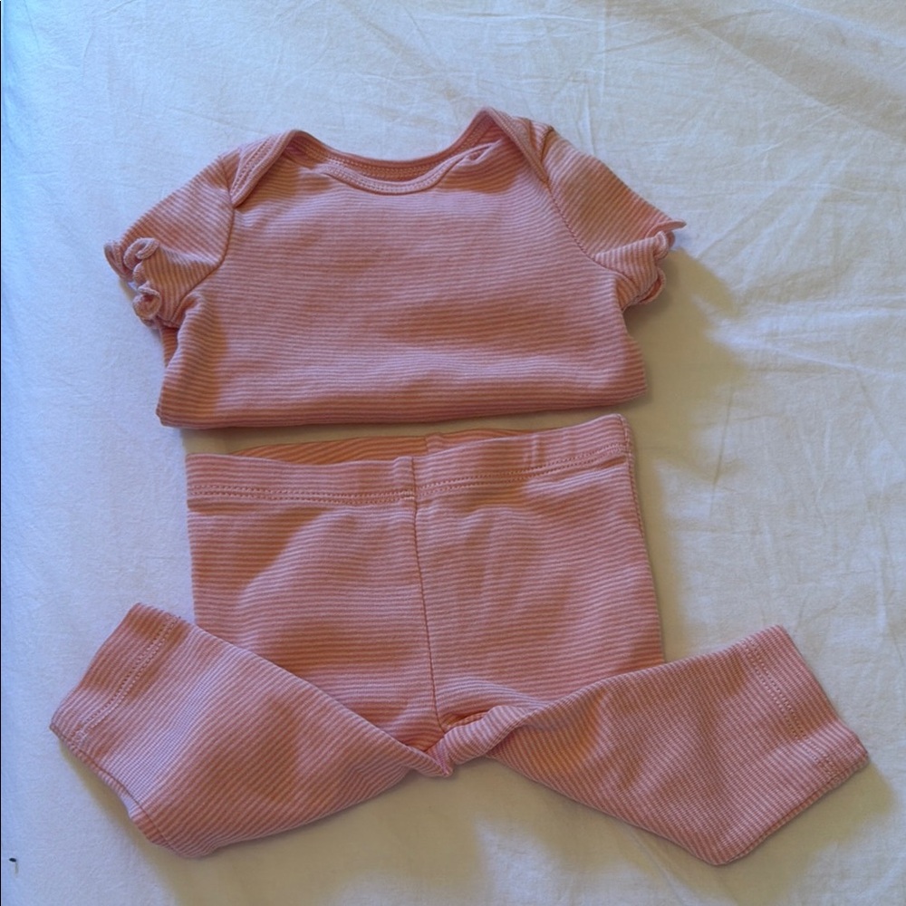 Pink Ribbed Baby Two-Piece Set